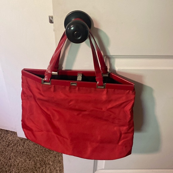 Beautiful EUC very clean Prada nylon tote bag in red color makes the bag - Picture 1 of 7